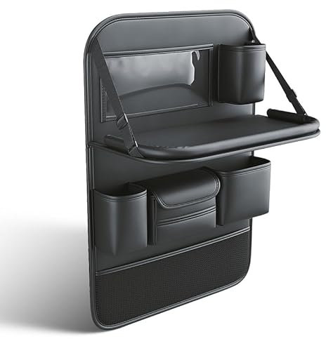 LXXH 1 Stück Auto Rücksitz Organizer Rückenlehnenschutz Auto Kinder Wasserdichtes mit faltbarem Tablett, für Mercedes Benz/AMG GL X166 X164 SUV GL 350 400 450 500 550/GL63 2006-2015,A Black