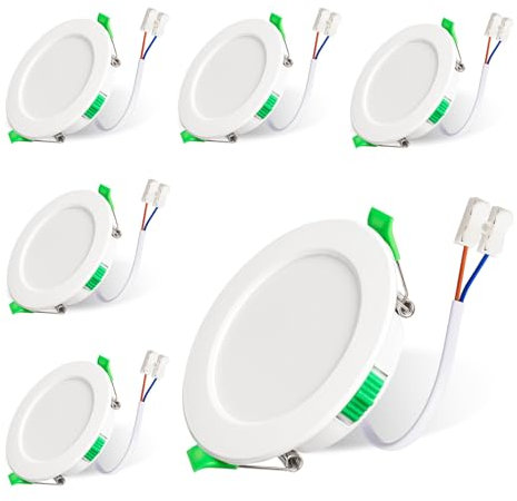 Spot LED Encastrable Dimmable 230V 7W Spots de Plafond Lot de 6 IP44 Plafonnier Led, Trou Φ67-75mm, Blanc Chaud 3000K Blanc Neutre 4000K Blanc Froid 6500K, Spot Salle de Bain pour Salon Cuisine