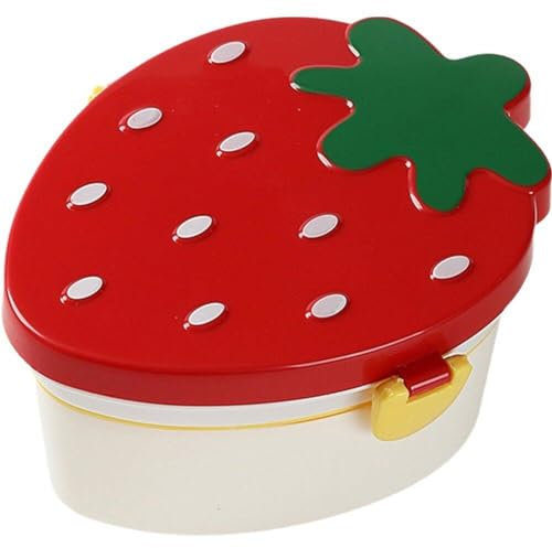 Lipfer Boîte À Lunch Bento Boîtes Tiffin À 2 Couches pour Adultes, Boîte À Bento Étanche pour Enfants avec Couverts Boîte À Sandwich À Salade en Forme De Fraise Mignonne