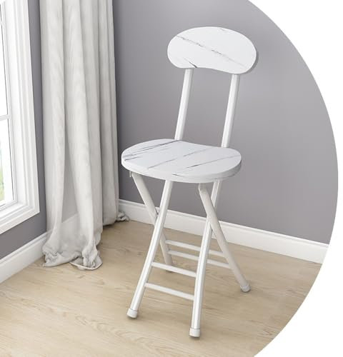 Home Sedie pieghevoli in legno sgabelli da bar con schienale, sedie rotonde da pranzo pieghevoli, sedie da cucina compatte, per interni ed esterni, sedia pieghevole, altezza seduta 45,7 cm (marmo