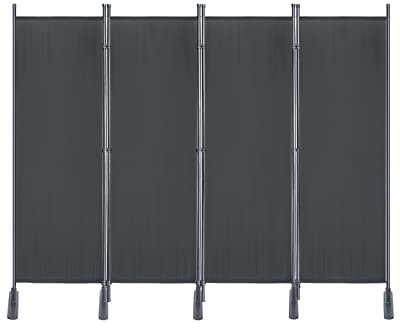 Aufun Raumteiler Klappbar Freistehend Paravent Trennwand Sichtschutz 225cmx180cm Stellwand Sichtschutzwand Faltbar Verstellbar Raumteiler Innen und Außenbereich für Büros, Garten Balkon (Dunkelgrau)