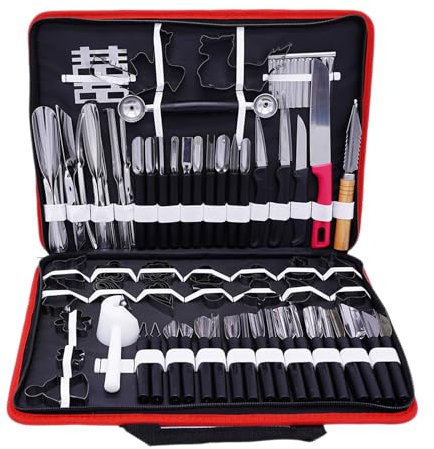 Hniuyun 80pcs/Set Multifunctional Portable Vegetable Fruit Food Engraving Peeling Kitchen Carving Sculpting Modeling Tools Kit Pack, Black