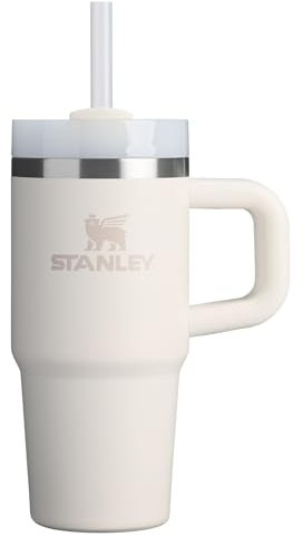 STANLEY Quencher H2.0 Tumbler with Handle and Straw, 3-Position Flowstate Lid, Travel Cup Holder Compatible, Insulated Stainless Steel, BPA-Free, 0.4 Litres, Cream Colour