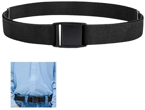 Azlanway Ceinture universelle en tissu pour garçon - 1 pièce - Ceinture réglable sans métal - Pour uniforme scolaire, jeans, pantalons et robes, Noir , taille unique