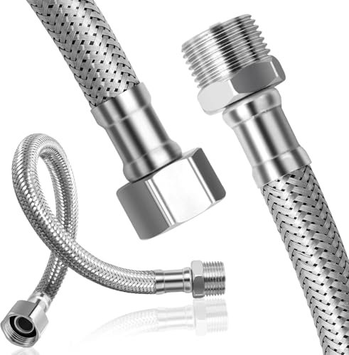 3 Stk Flexschlauch 3-8 Zoll, Panzerschlauch 3/8 Zoll Überwurf x 3/8 Zoll Außengewinde, Edelstahl 20cm Verbindungsschlauch für Eckventil Wasserhahn Anschlussschlauch Armaturenschlauch Verlängerung