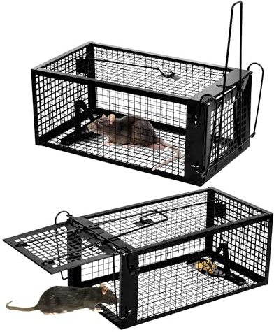NETONDA 2 Stück Lebendfalle Ratte XXL Rattenfalle Lebend Groß Mausefalle Lebend Käfig für Siebenschläfer Maus Innen & Außen Rat Trap Wiederverwendbar Tierfreundliche