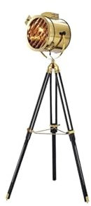 WaaYb Lámpara de pie con Pantalla de Acero Inoxidable, Estilo Industrial, trípode, luz de Lectura Retro, lámpara de pie para sofá o Sala de Estar Gold+Black Color