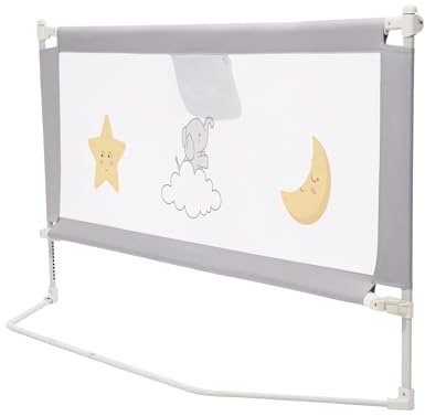 BabyAlly Rausfallschutz Bett 160cm, Baby Bettgitter Rausfallschutz für Kleinkinder Babybettgitter Klappbar, Kinderbett Kinderbettschutzgitter mit Muster - 3 Minuten schnelle Installation