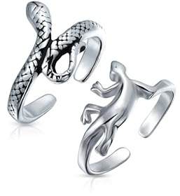 Bling Jewelry Trädgård Insekt Natur Filigran Fjäril, Orm, Ödla, Lucky Red Nyckelpiga Midi-Band Ring För Kvinnor Tonåringar Rostig .925 Sterlingsilver Justerbar, Metall, Ingen ädelsten