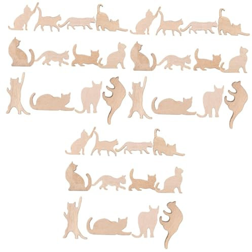 jojofuny 3 Set Ornamenti Per Gatti A Forma Di Gatto Nero Di Halloween Realistico Cat Wall Art Casa Trucioli Di Legno Vuoti Trucioli Di Legno Fai Da Te Beige 12 Pezzi * 3