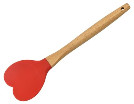 rockible Spatola in Silicone a Forma di Cuore, Spatola per Dolci, Cucchiaio Da Cucina Leggero per Mescolare La Crema per Dolci, Rosso