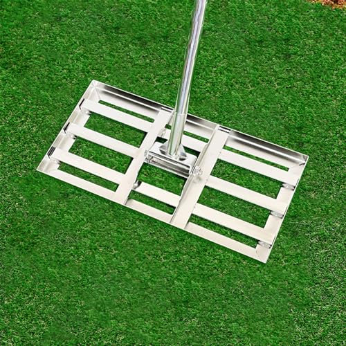 YCNLYSSR Rastrillo nivelador de césped de Acero Inoxidable con Mango Ajustable para césped, Patio, jardín, Campo de Golf, nivela fácilmente Superficies de Tierra, Arena y Tierra, 001,50 x 25 cm
