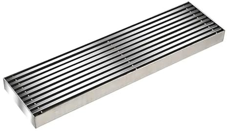 Rejilla de Drenaje Rectangular de acero inoxidable 304, 8 cm × 20/30 cm, Drenaje Exterior Resistente, ideal para Baño, Garaje, Patio y Cubierta de Pozo(Natural color,30cm/11.8in)