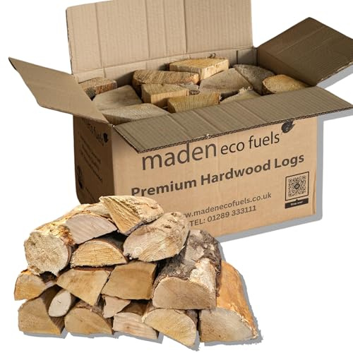 12kg Kiln Dried Mixed Hardwood Logs, (25L), WoodSure Approved, for Wood Burners, Open Fires, Stoves, Pizza Ovens, Camp Fires and Chiminea (1 Box (25L)) (1 Box)