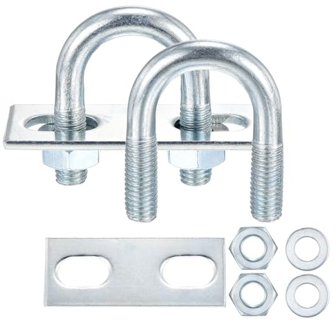 METALLIXITY Juegos De 4 Pernos U (3/8(M10) X1.06X2.12) Para Construcción | Juegos De Pernos U Redondos De Acero Al Carbono Con Accesorios, Tuberías Remolques Automoción