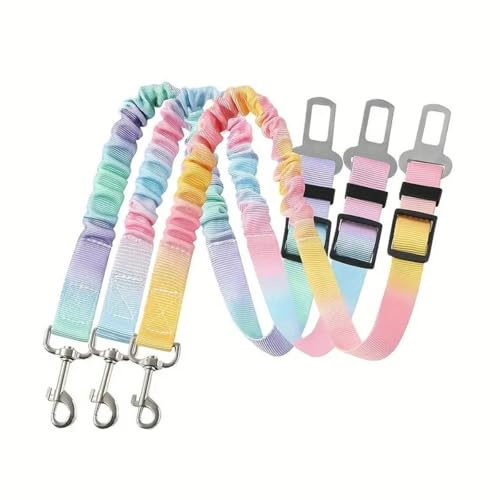 LAKYMIE 3 Stück Hundegurt fürs Auto Verstellbarer Hund Anschnallgurt Karabiner Sicherheitsgurt Hundesicherheitsgeschirr für alle Hunde und Katzen