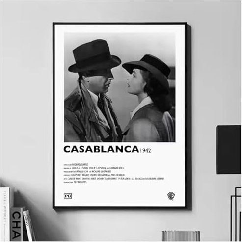 Poster Casablanca Vintage Klassisches Filmplakat Wandkunst Bilder Leinwanddruck Wohnkultur 50 * 70 Rahmenlos