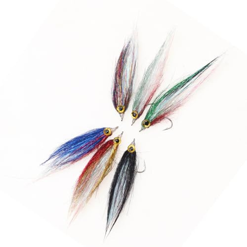 UncleS Juego De Señuelos para Moscas Ice Dub Minnow Cebos Realistas para Pesca Salmón Accesorio Suministro Anzuelo Púas Cebos Pesca 6 Uds.