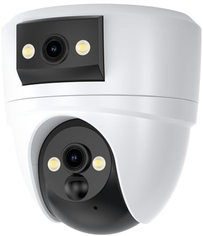 VSTARCAM 2K Dual Lens Indoor Camera, Free Cloud & SD Storage, Ceiling Mount, 360° PTZ & Wide Angle, WiFi 6 2.4/5G Dual Band, Color Night Vision, Motion Alerts, 6-Month Battery, 2-Way Talk