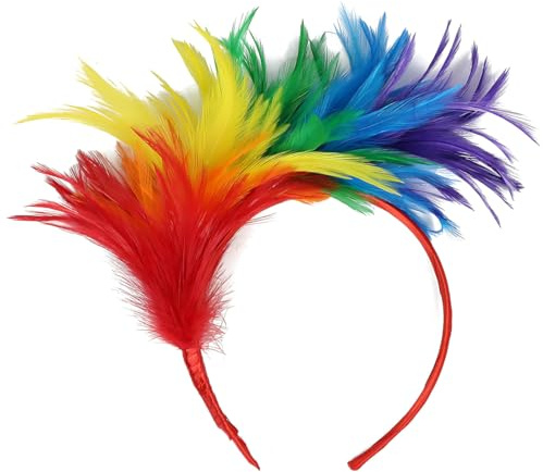 YIPFEN 1 Pieza Diadema con Plumas Fascinator y 1 Pieza Máscara de Maquillaje para Carnaval, Cinta para el Pelo de Cosplay, Accesorio para Fiestas, Tocado de Pascua