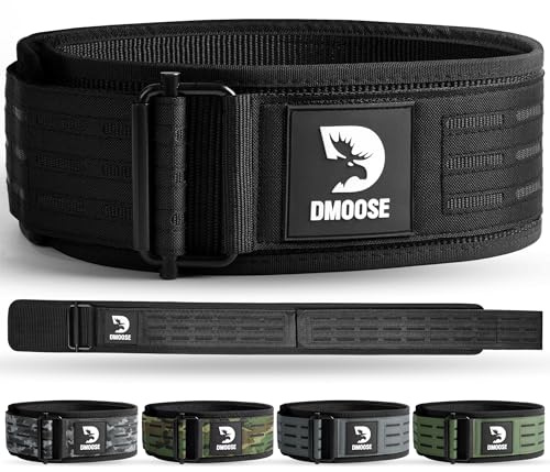 DMoose Auto Locking Weight Training Belt, Provides Lumbar Support & Stability 4 Nylon Squat Belts for Men with Adjustable Buckle, Gym Belt for Women Weight Lifting