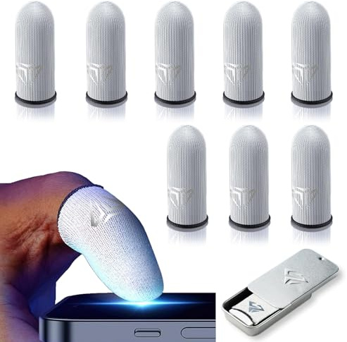 AFYRIANT 8 Stück Gaming Finger Sleeve, Atmungsaktive Gaming-Fingerhüllen, Ultra-empfindliche Fingerhandschuhe, Schweißfeste Gaming-Daumenhülle, Finger Sleeve Daumenhülsen für Touchscreen Spiel Mobile