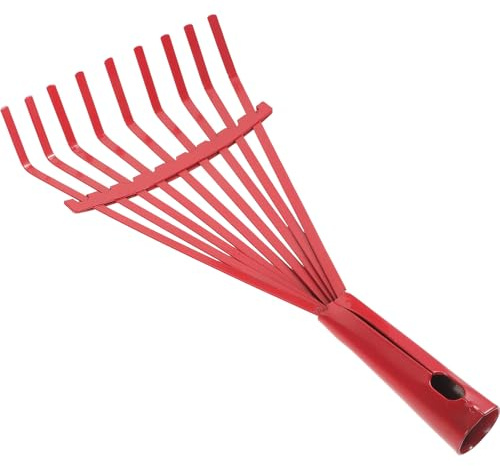 Abaodam Rastrello da Giardino in Acciaio a 9 Denti per Diserbo e Pulizia Foglie, Attrezzo Manuale per Prato e Terreno, Utensile Resistente per Giardinaggio e Cura del Prato