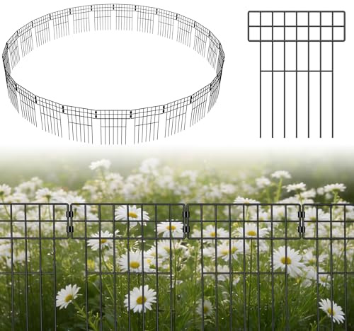 HENGMEI Clôture de jardin décorative en métal pour animaux - Kit complet pour barrière pour animaux - Parterre de fleurs, arbres, balcon, clôture d'étang - 42 x 32 cm (10 pièces, angle droit)