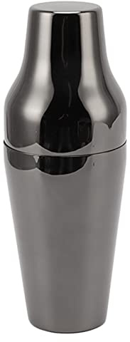 Coctelera de acero inoxidable estilo francés de 2 secciones para martini, coctelera de acero inoxidable con acabado satinado liso, utensilio de bar apto para lavavajillas, ideal (Negro deslumbrante)