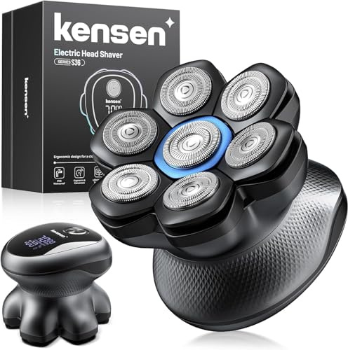 Kensen 7D Head Shavers for Bald Men, Electric Head Shaver for Men, Wet and Dry Rotary Shaver, USB-C Rechargeable Razor for a Close, Smooth Shave