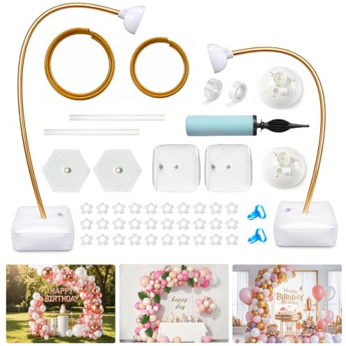 Kit de arco de globos reutilizable de 2,5 m y 1,5 m, marco de arco de globos ajustable con pie, soporte flexible con pesos de agua, soporte para guirnalda de globos para bodas, cumpleaños y fiestas