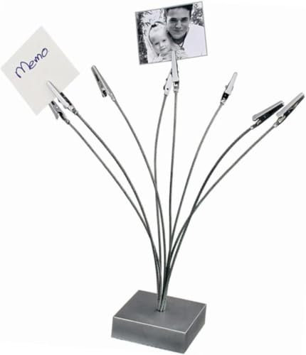 TOPBATHY Fotohalter BaumföRmig Mit 8 Klammern, Silberfarbener Kartenhalter FüR Fotos, Notizen, Postkarten, Papier, BüRobedarf Und Dekoration, 25,6 Cm HöHe