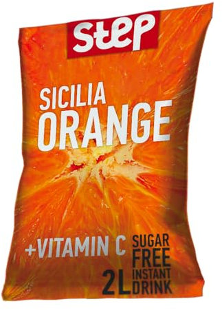 KENDY, Step, Aromatizzatore d'acqua senza zucchero, preparato in polvere per bevanda istantanea (Arancia di Sicilia)