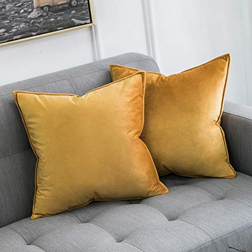 MIULEE Samt Kissenbezug 50x50 Kissen Golden Kissenhülle Dekokissen