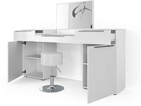 Vicco Schminktisch Weiß Lilli 190x90x39 cm - Frisiertisch, Extra breite Tischfläche für großzügige Organisation von Make-up und Styling-Utensilien
