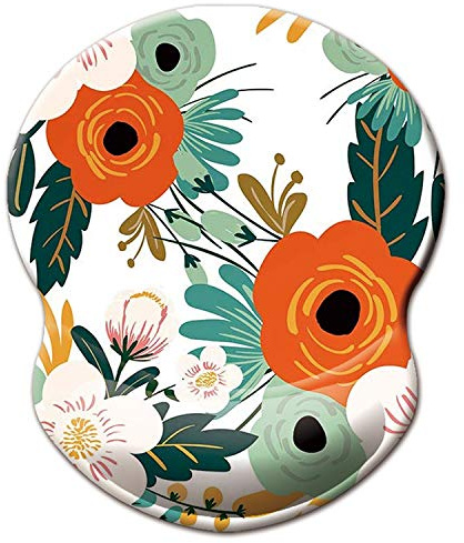 ITNRSIIET Mouse Mat with Wrist Support,Ergonomic Mouse Pad with Gel Wrist Rest,Gaming Mousepad with Lycra Cloth,Non-Slip PU Base for Computer,Laptop,Office&Home,Flowers