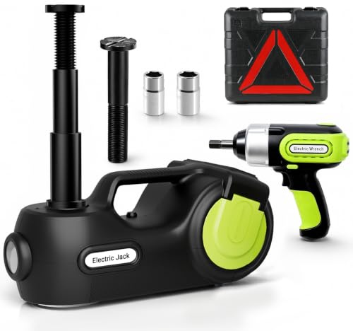 E-HEELP Electric Car Jack Kit 5Ton 12V Hydraulic (Lifting Range: 6.1-20.86 inch) with Impact Wrench & Inflator for Car SUV Sedan MPV with LCD & Tire Pressure Display