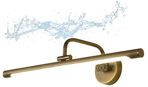 LANMOU LED Bad Spiegellampe Wand Vintage Verstellbar Messing Wandlampe Antik Spiegelleuchte LED Rustikal für Landhaus Schlafzimmer Wohnzimmer Badezimmer, Neutralweiß 4000K,Messing,7W/35CM