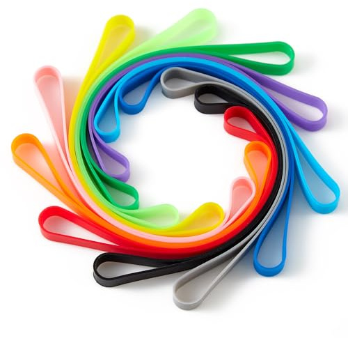 ZZJMCH 12 PCS Silicone Rubber Bands Planner Elastic Bands Elastic Rubber Wrapping Bands for Books, Art, Cooking, Wrapping, Exercise, Bag (5.5 Inch)