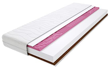 Godre Schaumstoff Matratze 90x200 cm Doppelmatratze, H3 & H5 Komfortschaummatratze 13 cm Hoch Kokosfaser Profilierter Moletschaum mit Klimafaser, Hypoallergen, HR-Schaum, Wendematratze Dora Molet