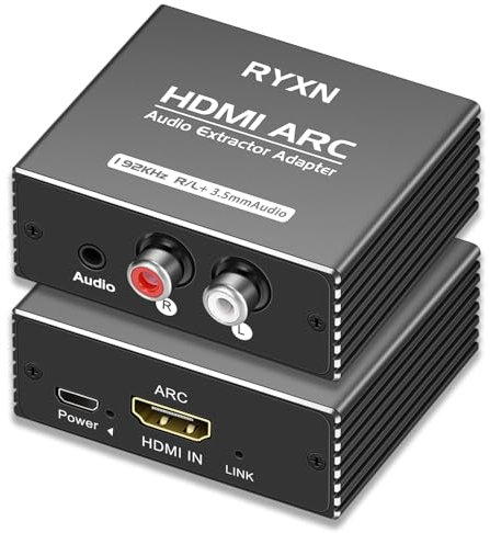 Adaptador HDMI ARC, extractor de audio ARC de 192 KHz con salida estéreo de 3,5 mm y L/R para amplificador de altavoz de barra de sonido HDTV