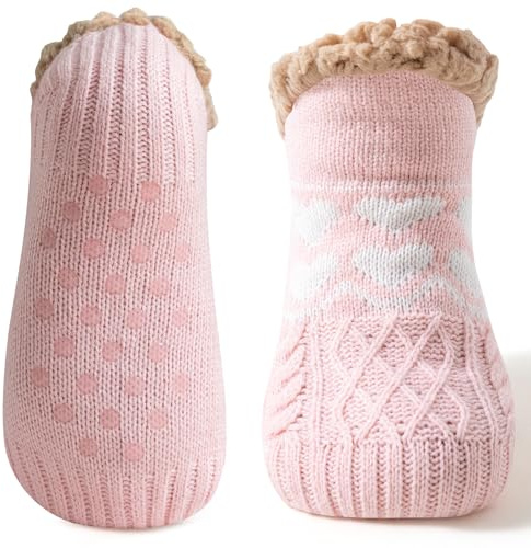 Eono Fluffy Slipper Socks for Women, Warm Cosy Fuzzy Socks, Winter Thick Slipper Socks With Grippers, Bed Socks Ladies Non Slip One Size Christmas Gifts for Women, Stocking Fillers