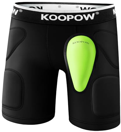KOOPOW Vadderade glidshorts för unga pojkar med mjuk skyddande atletisk kopp för baseball, fotboll, lacrosse (stor, svart)
