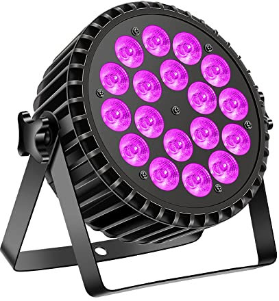 UV Licht LED Par Strahler 200W schwarzlicht 18 LED RGB 4 in 1 Scheinwerfer Bühnenlicht DMX512-8 Kanälen mit Par Licht Infinite Mixing/Rainbow Effect für Stage DJ Party Show Bar Halloween Weihnachten