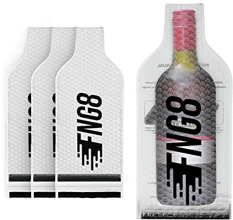 FNG8 Wiederverwendbare Wein Beutel für Reisen [4 Stk] - Verpackungsmaterial: Luftpolsterfolien Geschenk Wein- & Flaschenschutz für Gepäck - Wiederverschließbare Auslaufsichere Verpackung für Flugzeuge