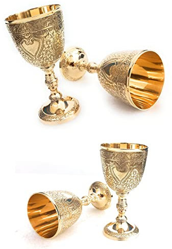 ALADEAN 4 x Vintage-Kelch | Royal Wine Cups of King Arthur – Renaissance Mittelalter Kelch Geschenke für Kommunion Tassen, Weihnachten Pack mit 4 Weinbechern Games of Throne