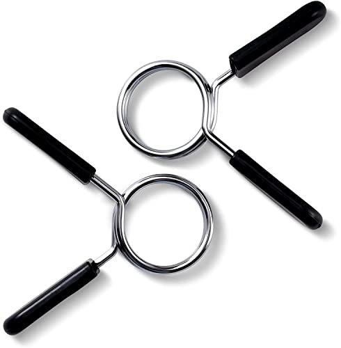 MuscleForge Collares Resorte Mancuerna Barra 30mm - Par Cierre Muelle Antideslizante, Cambio Rápido, Agarre Goma, Acero Robusto, Gym Crossfit, Entrenamiento Fuerza, Fijación Firme Discos