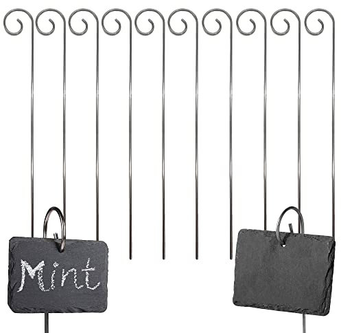 ZAHD 10 piezas Etiquetas para plantas de pizarra Soportes metálicos Marcadores de Pizarra para Plantas Portaetiquetas metálico para montar etiquetas de plantas de pizarra Plantas Etiquetas de Pizarra