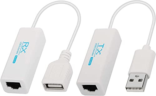 XMSJSIY USB Extender zu RJ45 Stecker, USB 2.0 zu RJ45 Ethernet LAN Extender Verlängerungsadapter über Cat5e/Cat6 Kabel bis zu 200 Meter-1 Paar