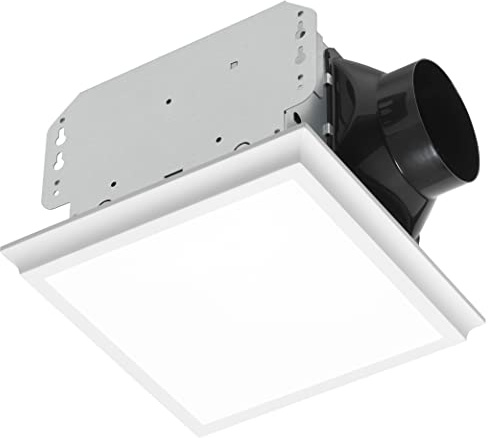 Homewerks 7141-80-G4 Bathroom Fan Integrated LED Light Ceiling Mount Exhaust Ventilation Whisper Quiet 1.1 Sones 80 CFM, White